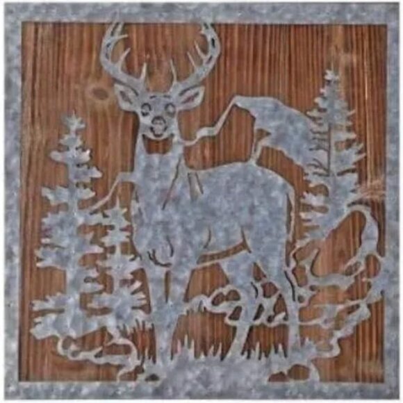 Wood and Metal Cutout Deer Wall Decoration Home Decor Christmas Holiday Gift - Picture 1 of 1